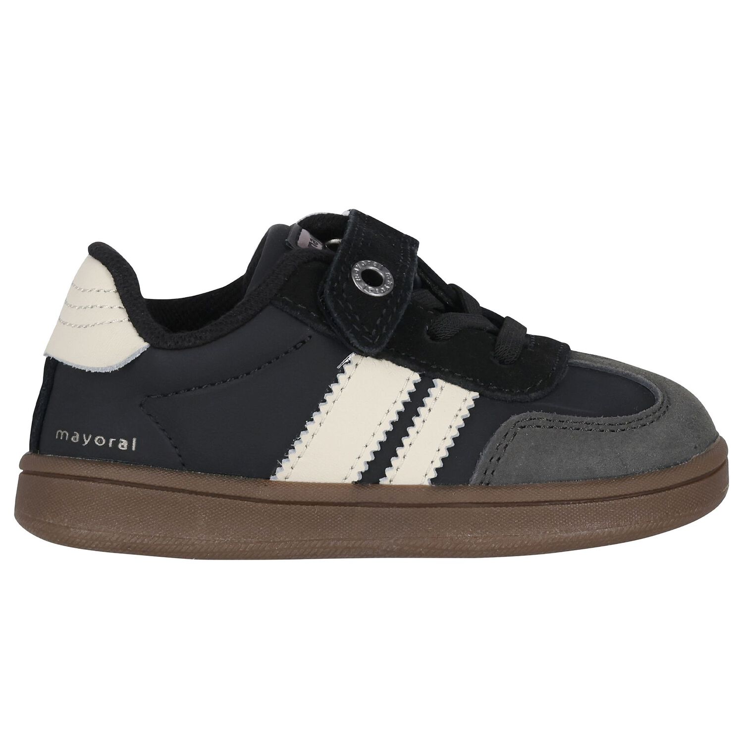 Younger Boys Black & White Trainers, 2, hi-res image number null