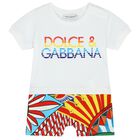 Baby Boys White Logo Romper, 1, hi-res