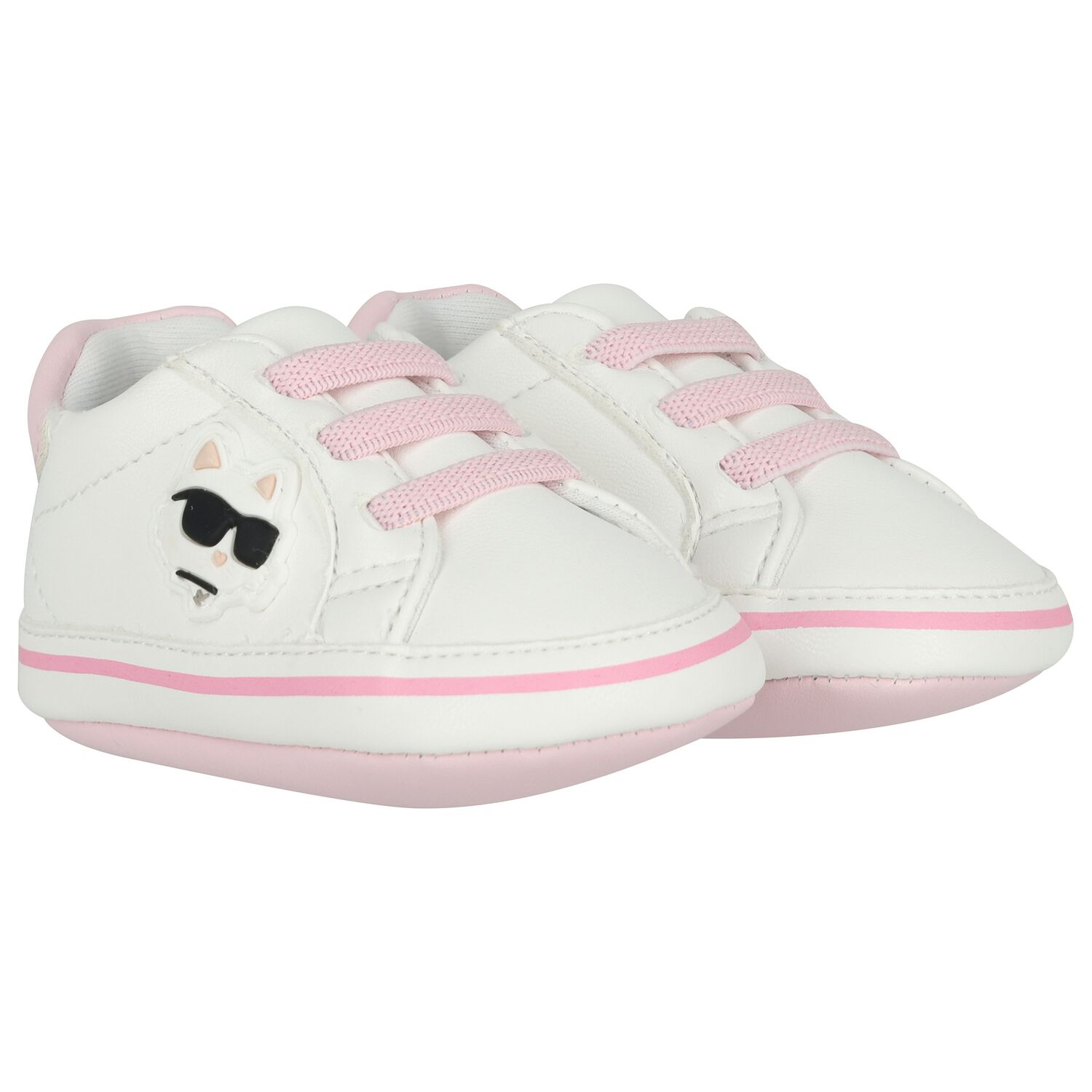 Baby White & Pink Choupette Pre Walker Shoes, 1, hi-res