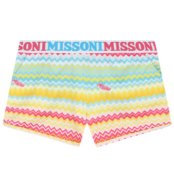 Girls Multi-Colored Logo Zigzag Swim Shorts