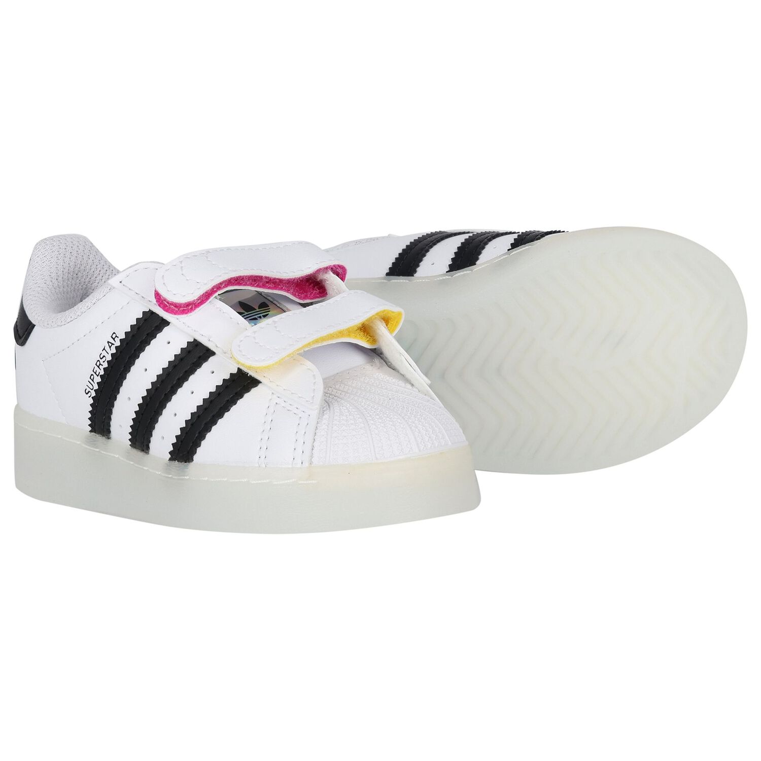 حذاء رياضي سوبر ستار بإضاءة ليد باللون الأبيض والأسود, 1, hi-res image number null