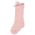 Younger Girls Pink Knitted Bow Socks, 1, hi-res