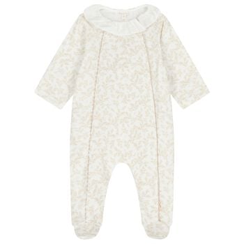Baby Girls Ivory & Beige Babygrow