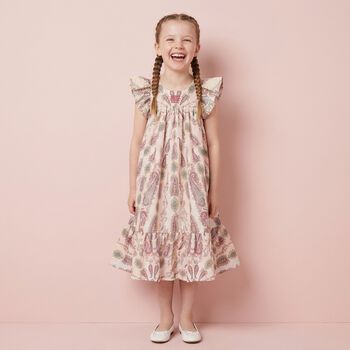 Girls Muti-Coloured Embroidered Paisley Dress