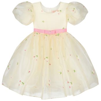 Girls Ivory Embroidered Floral Dress
