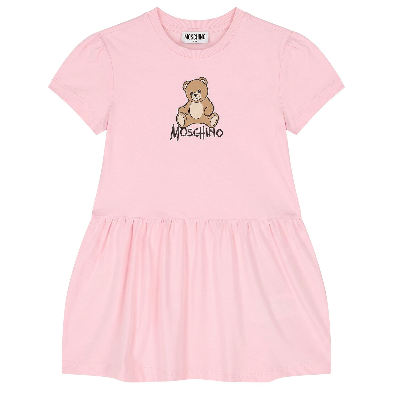 Girls Pink Teddy Bear Logo Dress, 2, hi-res
