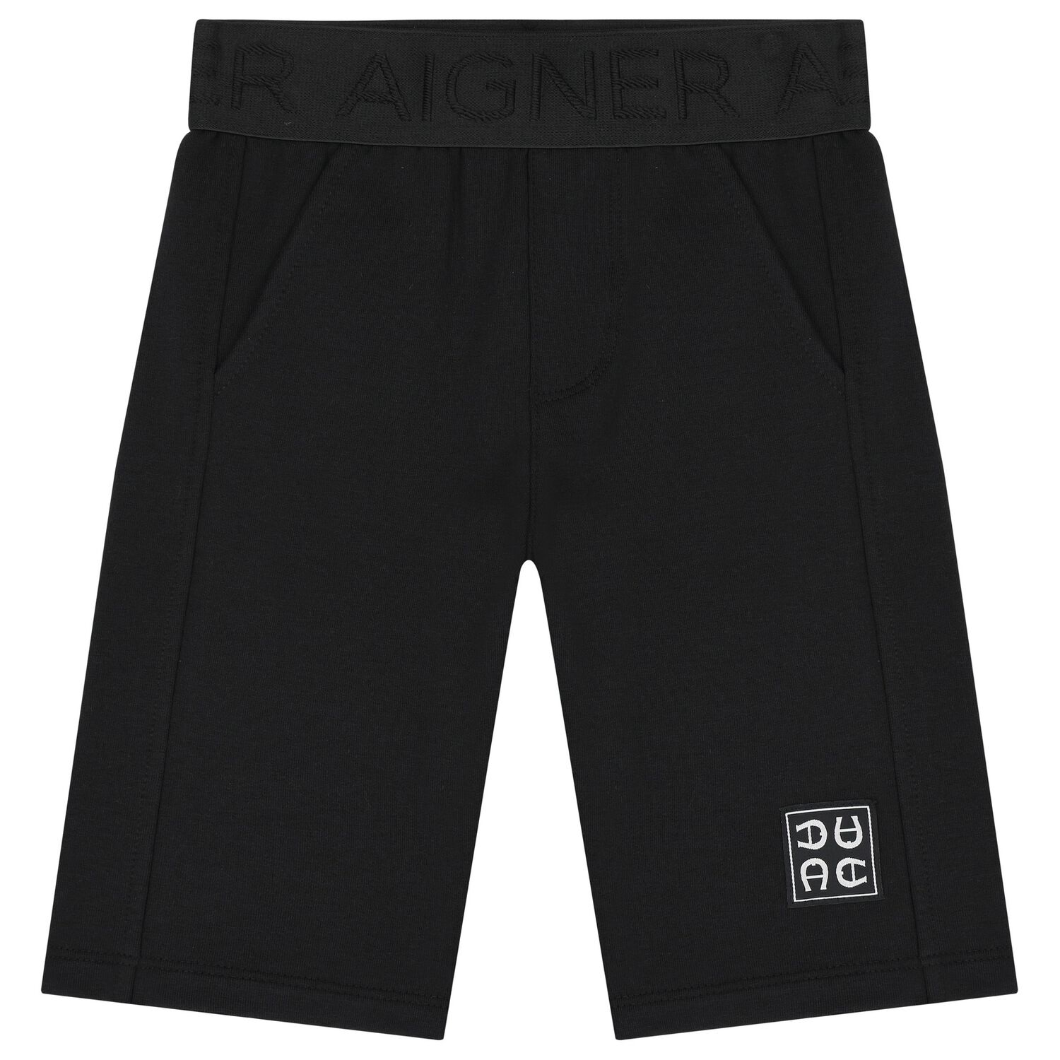 Younger Boys Black Logo Shorts, 1, hi-res