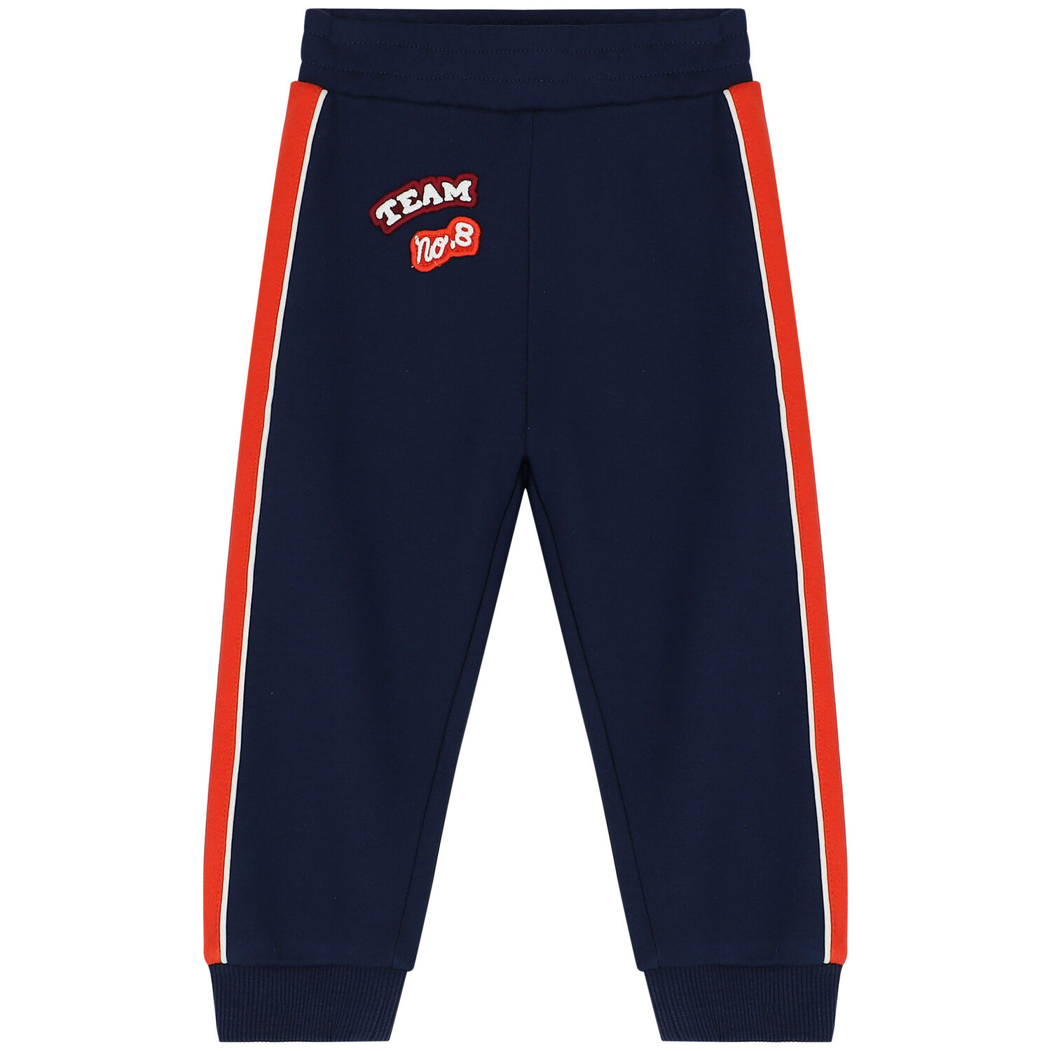 Younger Boys Navy & Orange Logo Joggers, 1, hi-res