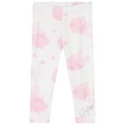 Girls White & Pink Floral Bag Print Leggings Set, 1, hi-res