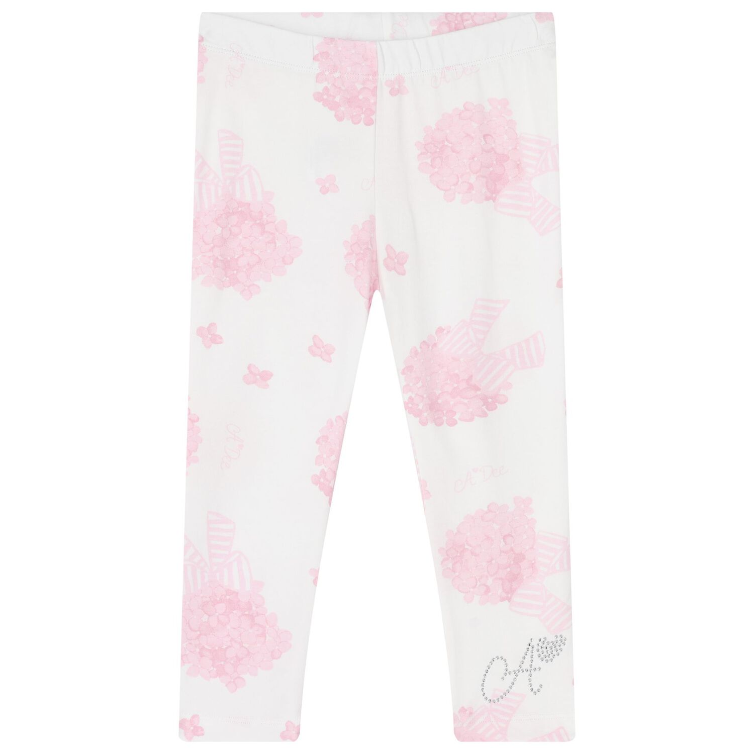 Girls White & Pink Floral Bag Print Leggings Set, 1, hi-res image number null