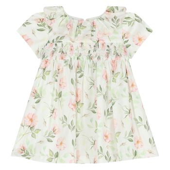 Younger Girls Ivory Floral Dress