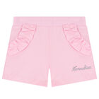 Younger Girls Pink Ruffled Shorts, 1, hi-res