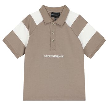 Boys Beige Logo Polo Shirt