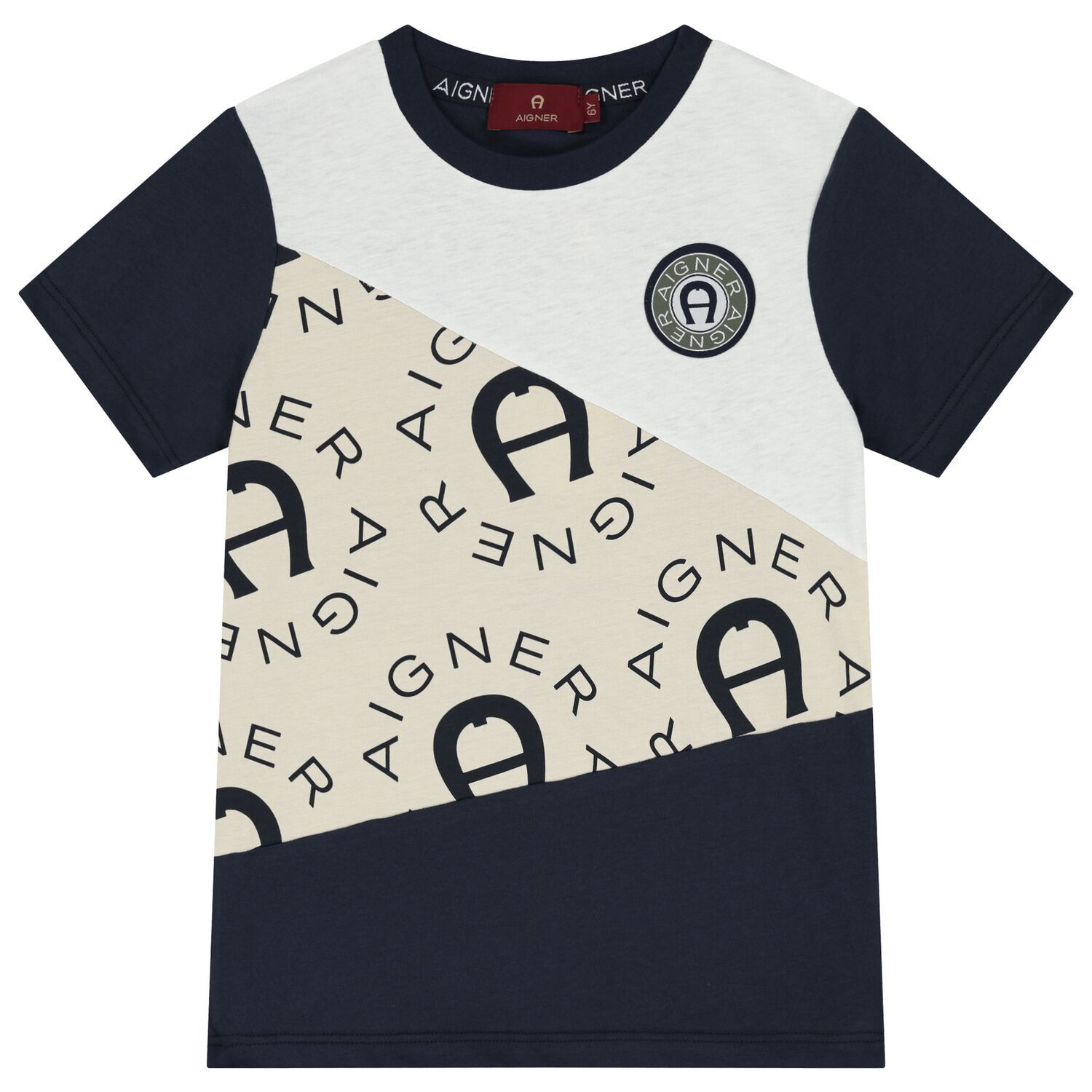 Boys Navy Blue & White Logo T-Shirt, 1, hi-res
