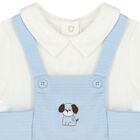 Baby Boys White & Blue Dungaree Romper, 1, hi-res