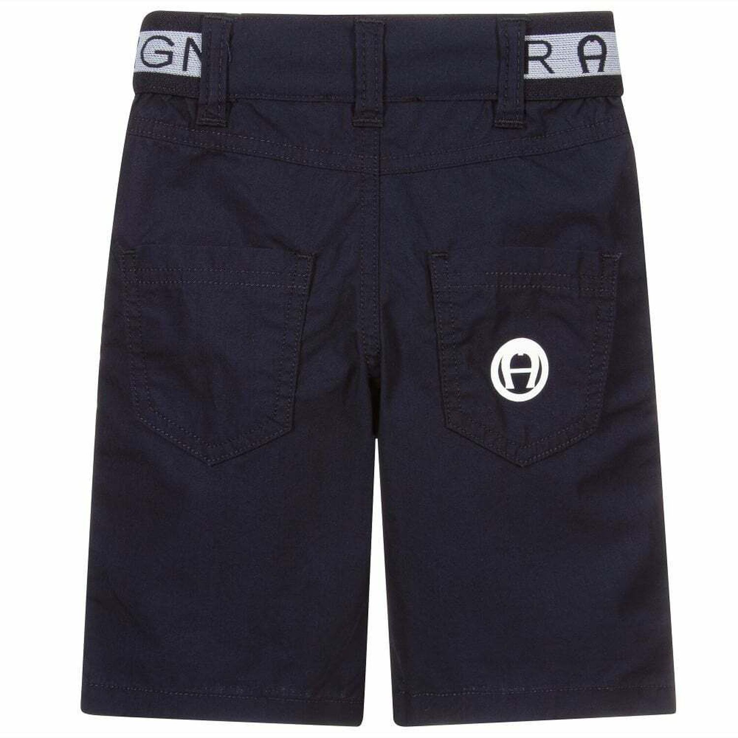 Boys Navy Blue Logo Shorts, 1, hi-res