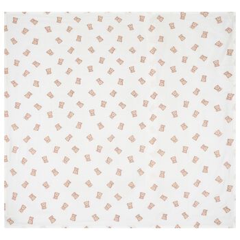 White Teddy Bear Print Baby Swaddle