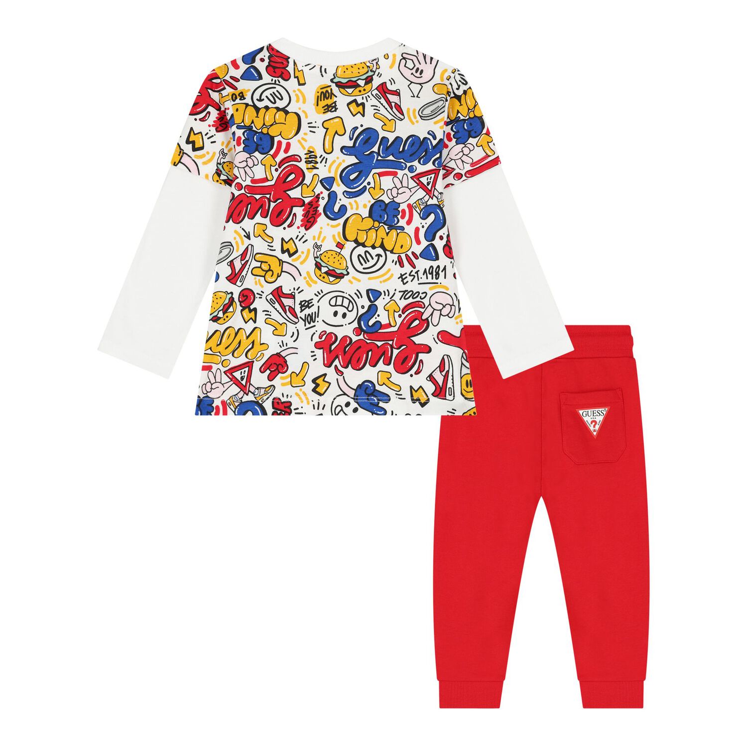 Baby Boys White & Red Logo Tracksuit, 1, hi-res