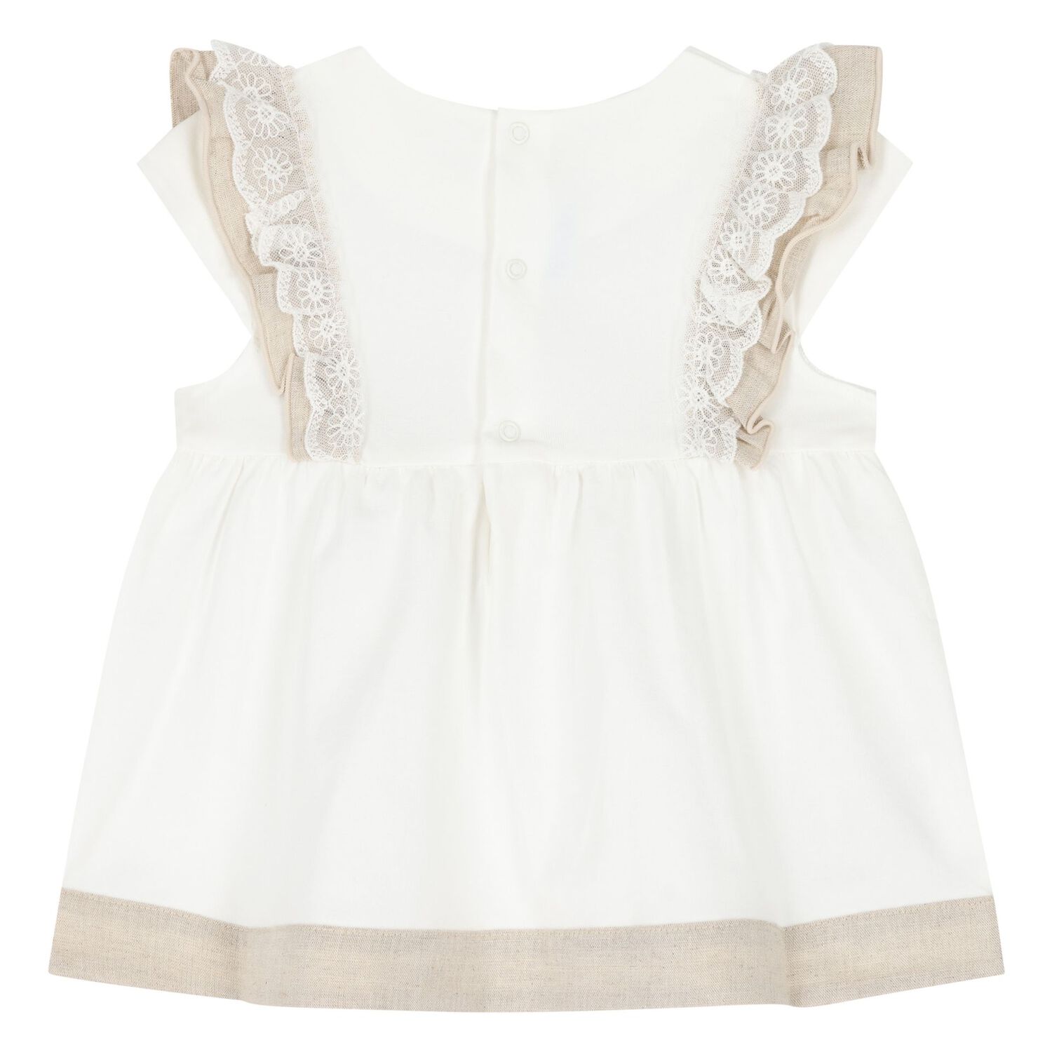 Younger Girls Ivory & Beige Dress Set, 1, hi-res
