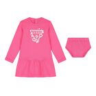 طقم فستان بنات بشعار القلب باللون الزهري, 1, hi-res