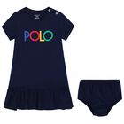 Baby Girls Navy Logo Dress Set, 1, hi-res
