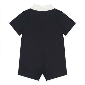 Baby Boys Navy Blue Web Striped Romper