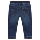 Younger Boys Navy Blue Denim Joggers, 1, hi-res