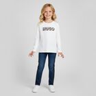 Girls White Logo Long Sleeve Top, 1, hi-res