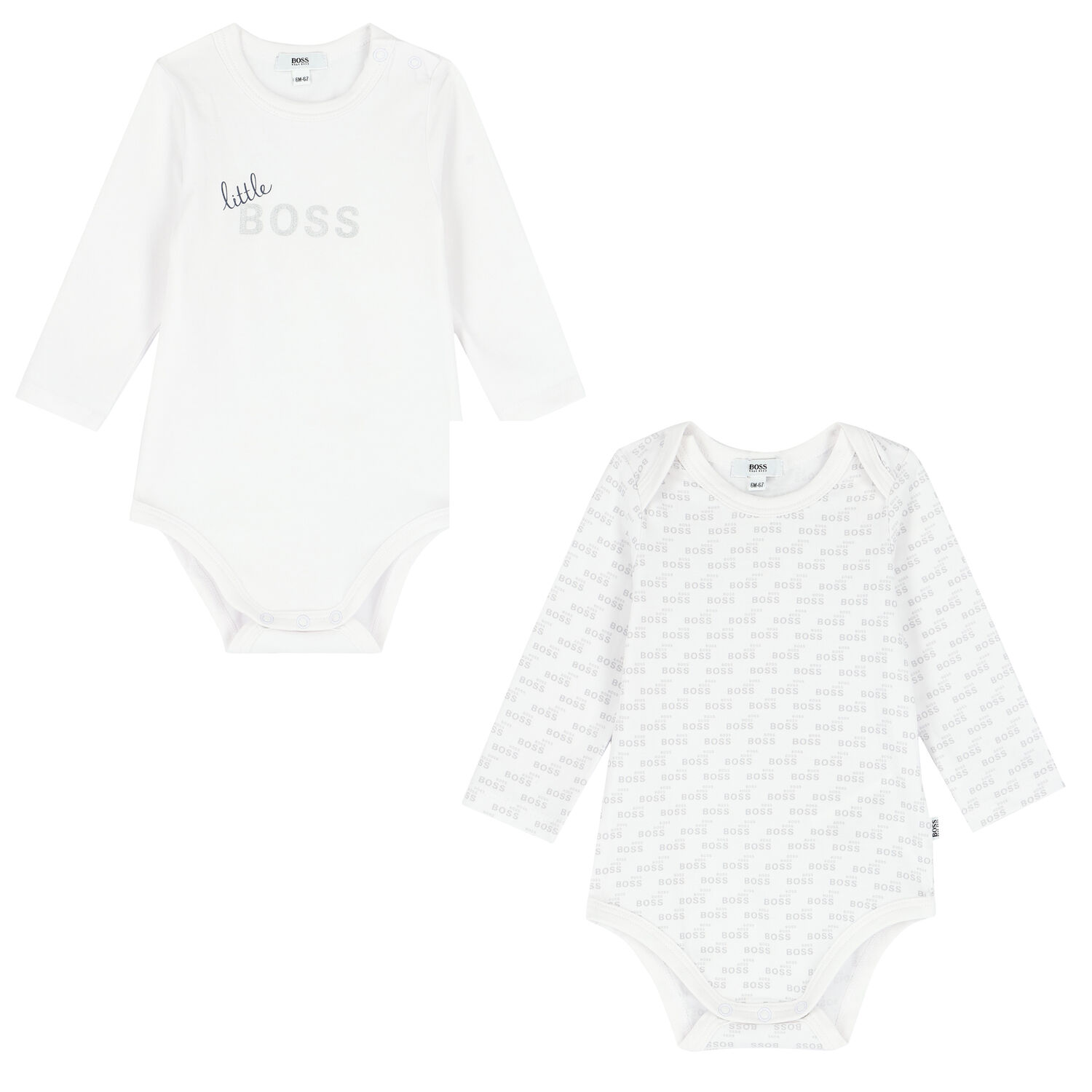 Baby Boys White Logo Bodysuits ( 2-Pack ), 1, hi-res