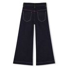 Girls Blue Denim Heart Wide Leg Jeans, 1, hi-res