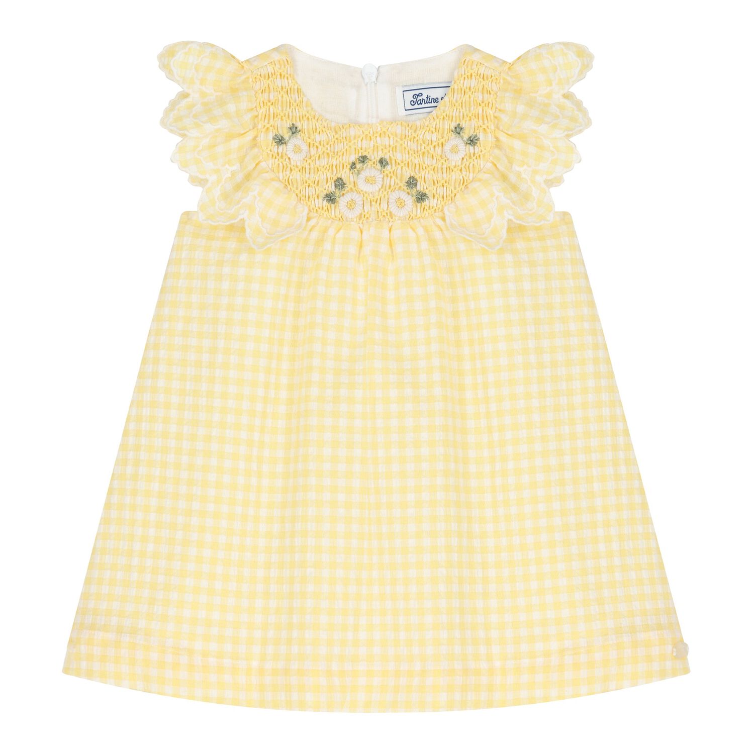 Baby Girls Yellow & White Floral Dress, 1, hi-res