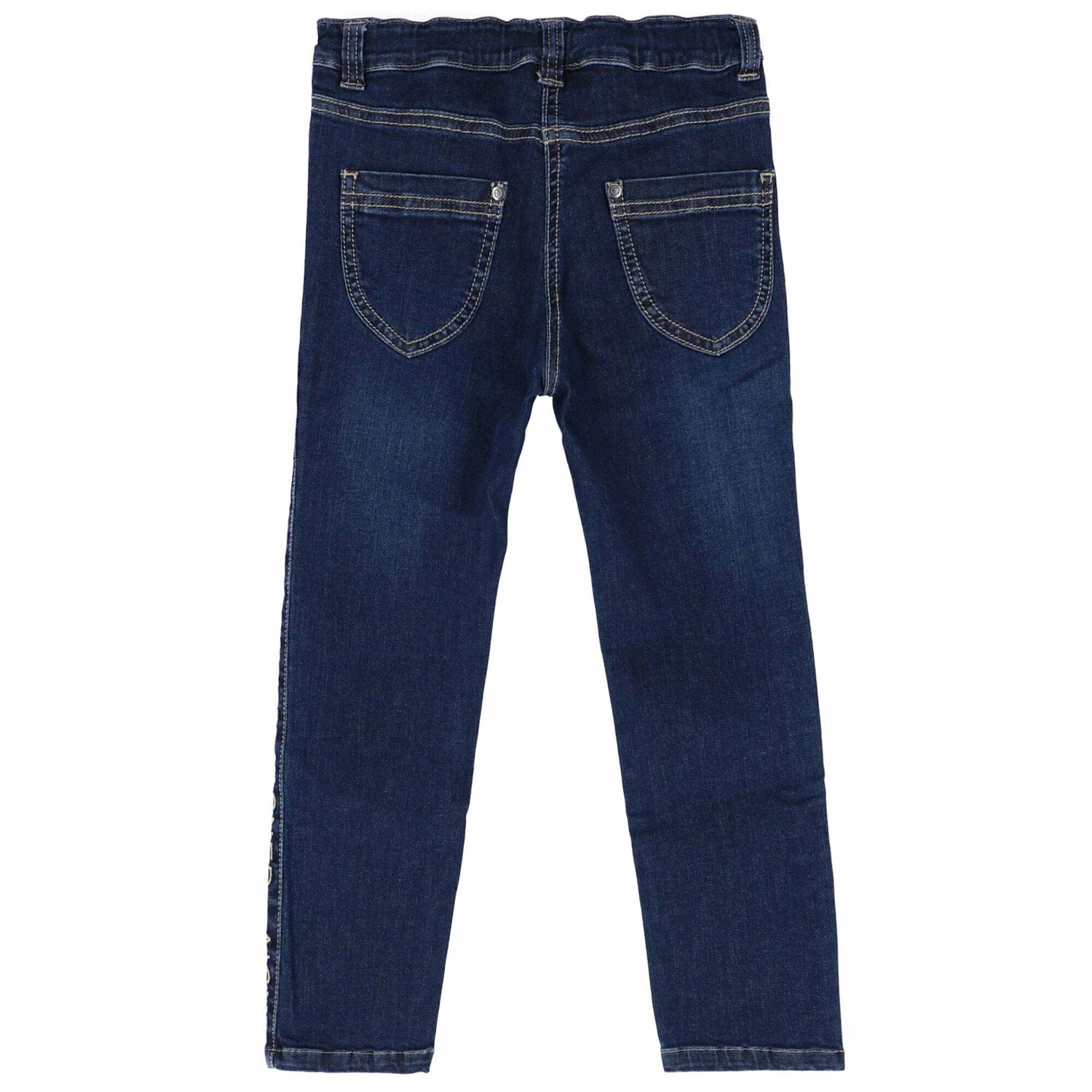 Girls Blue & Gold Logo Jeans, 1, hi-res image number null