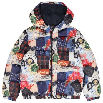 Boys Multi-Coloured Logo Padded Puffer Jacket