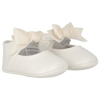 Baby Girls Ivory Bow Leather Pre Walker Shoes