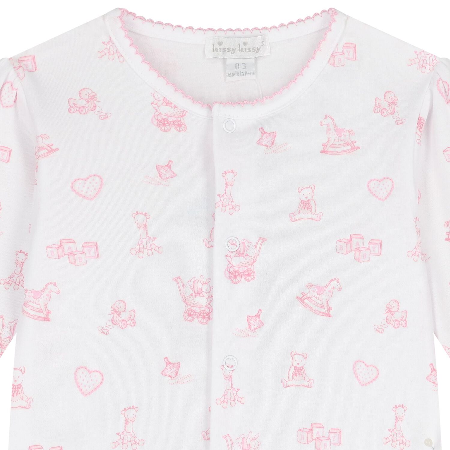 Baby Girls White & Pink Vintage Toy Treasures Babygrow, 1, hi-res image number null