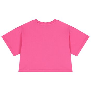 Girls Pink Teddy Bear Logo T-Shirt