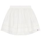 Girls White Broderie Anglaise Skirt, 1, hi-res