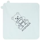 Baby Boys White & Blue Logo Babygrow Set, 1, hi-res