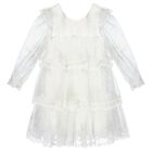 Girls Ivory Floral Tulle Dress, 1, hi-res