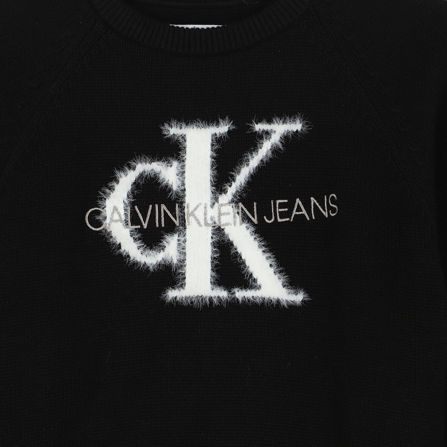 Girls Black Logo Knitted Top, 1, hi-res image number null