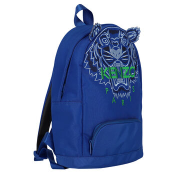 Younger Boys Blue Tiger Logo Backpack 27CM