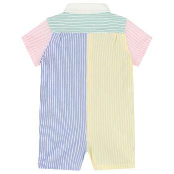 Baby Boys Multi-Coloured Striped Logo Romper