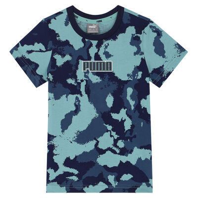 Boys Navy & Aqua Logo T-Shirt