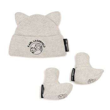 Grey Hat & Bootie Ikonik Karl & Choupette Baby Gift Set