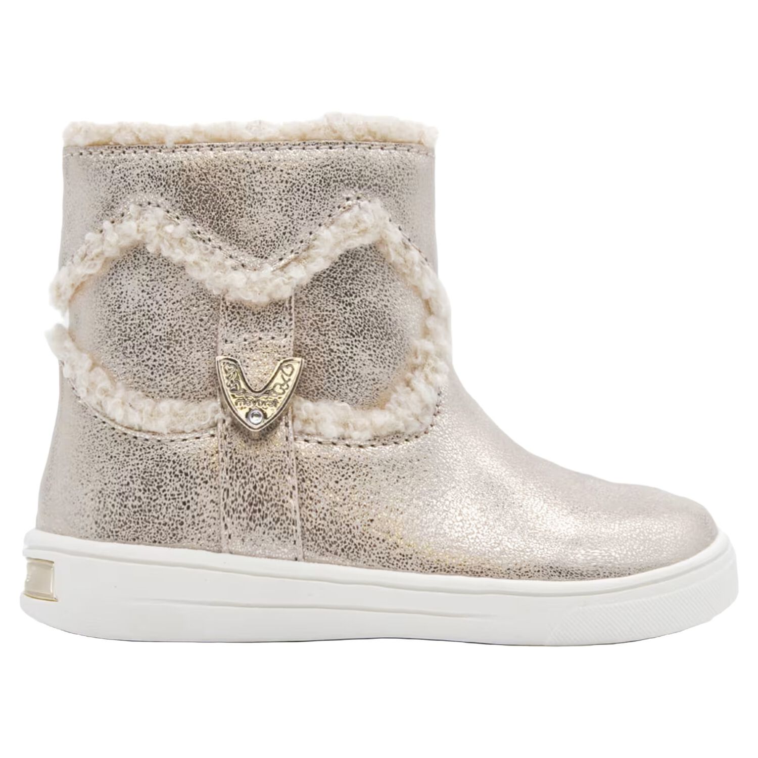 Girls Gold Faux Fur Boots, 1, hi-res