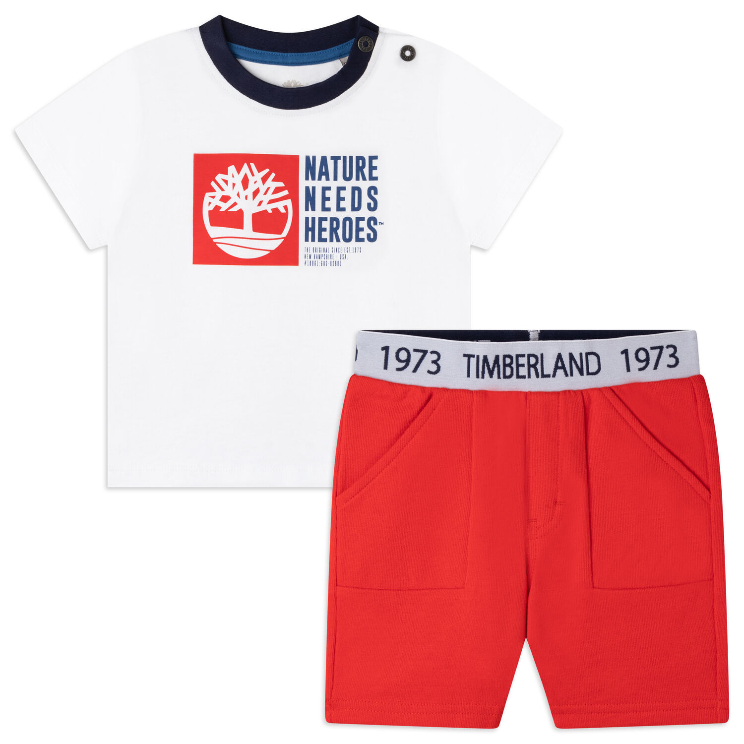 Boys Red & White Shorts Set, 1, hi-res