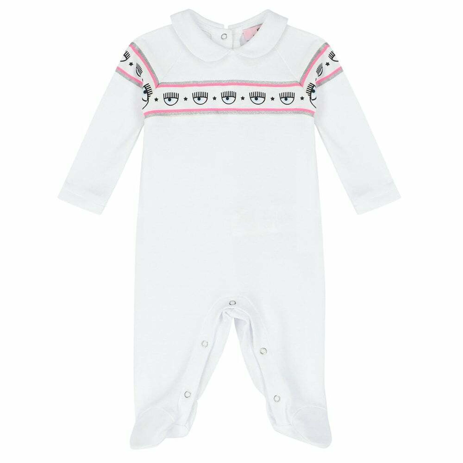 Baby Girls White Logo Babygrow, 1, hi-res