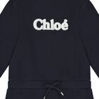 فستان بنات بالشعار باللون الكحلي, 1, hi-res