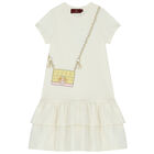 Girls Ivory Logo Bag Dress, 2, hi-res