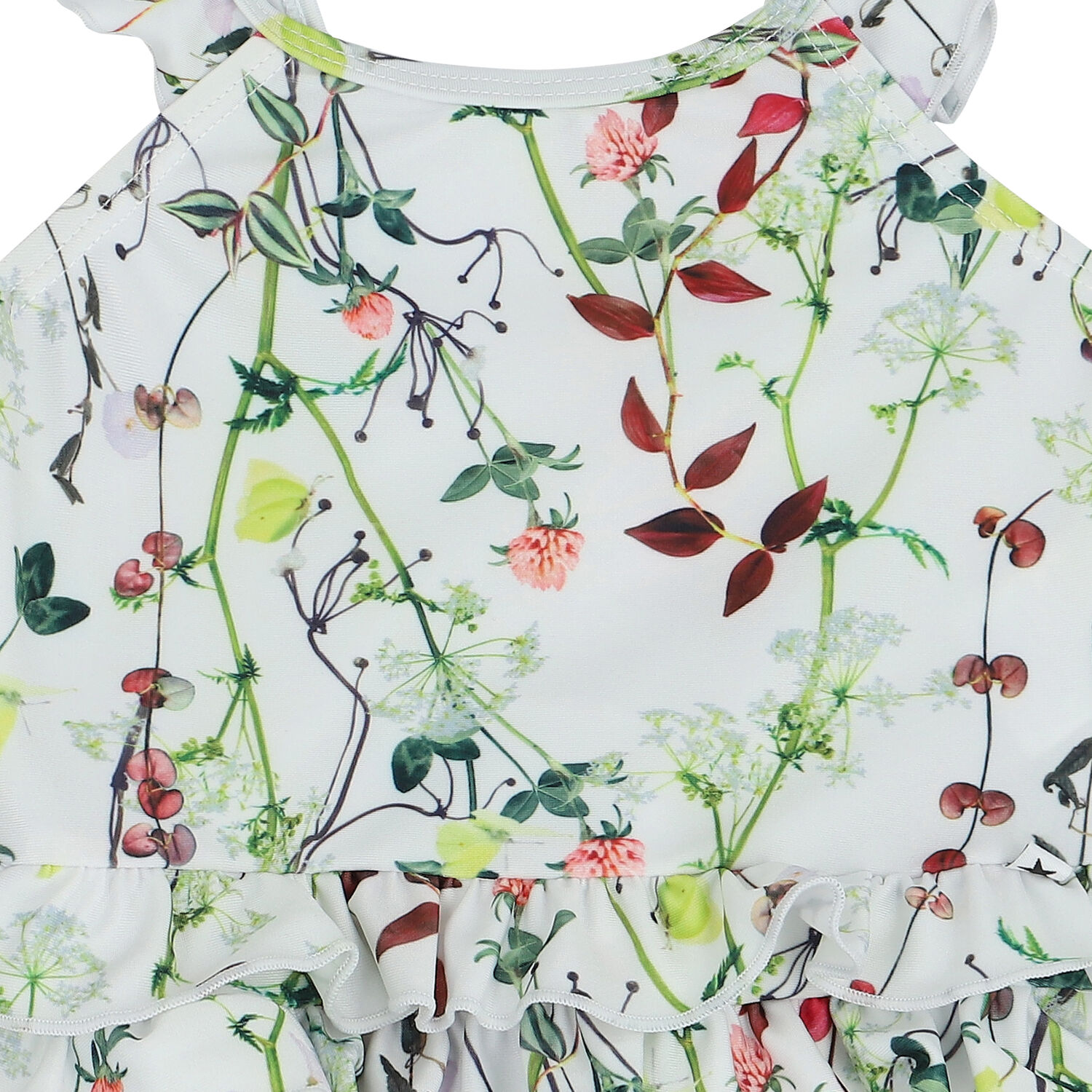 Baby Girls White Floral Swimsuit, 1, hi-res